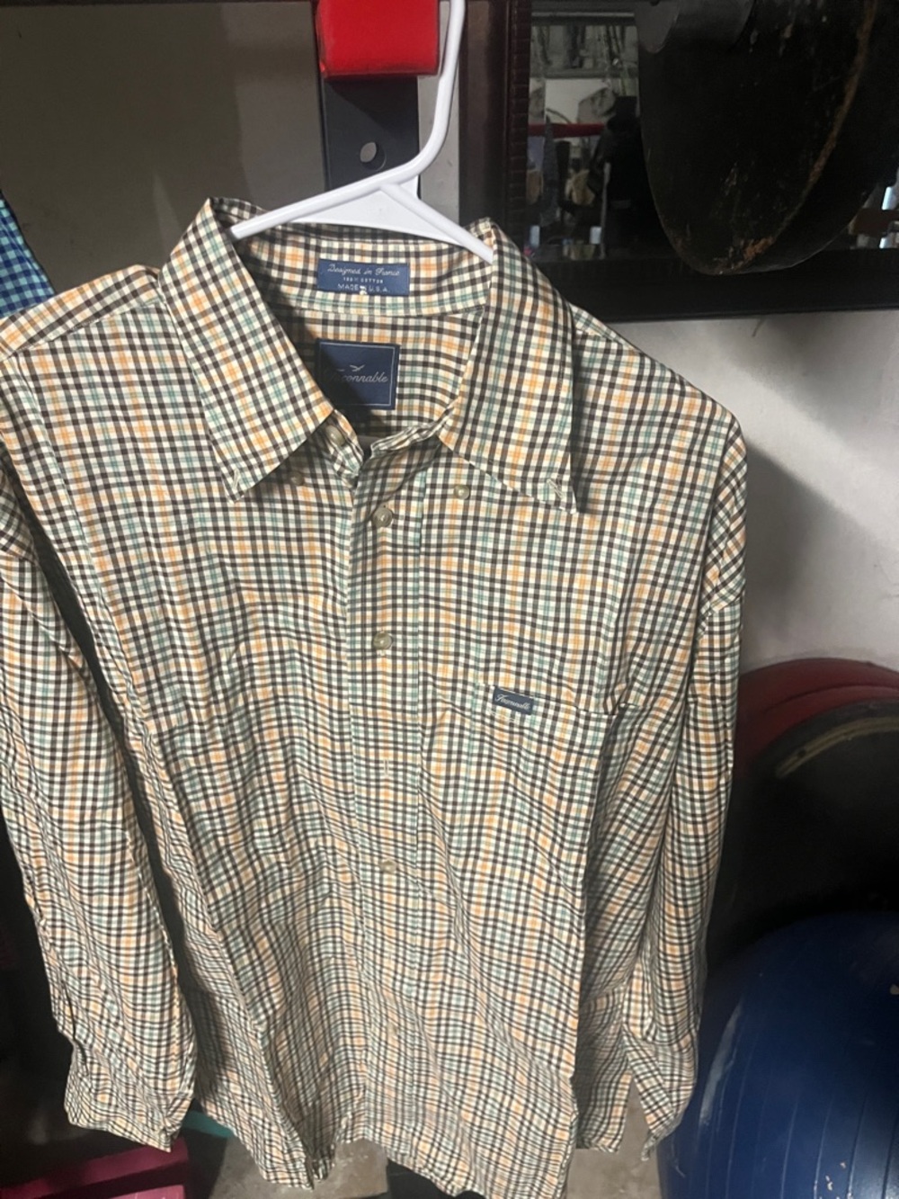 Faconnable Men's Plaid Button-Down Shirt - Cream, Green & Navy